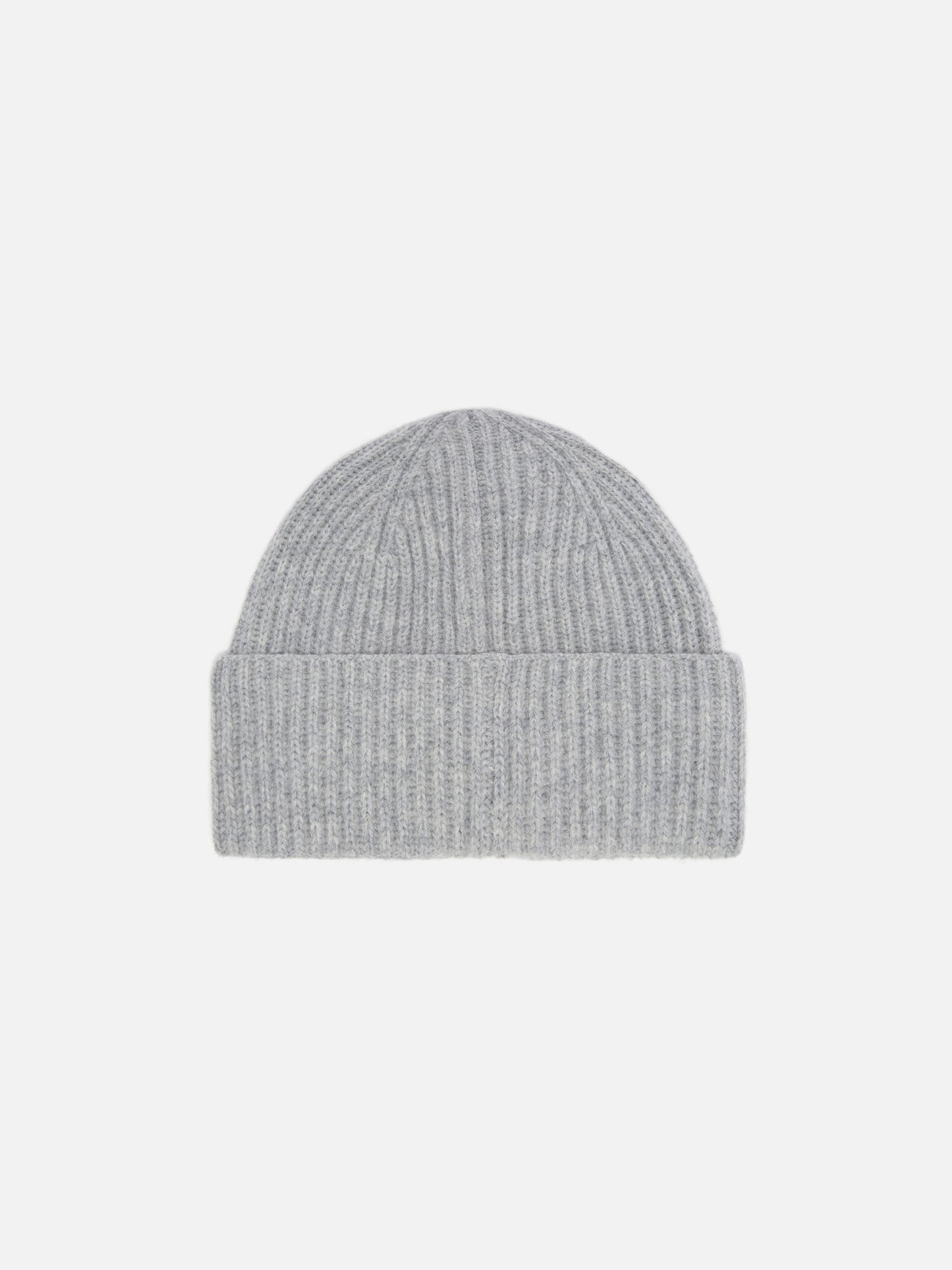 Moss Beanie in gray melange ribbed knit with St. Barth embroidery