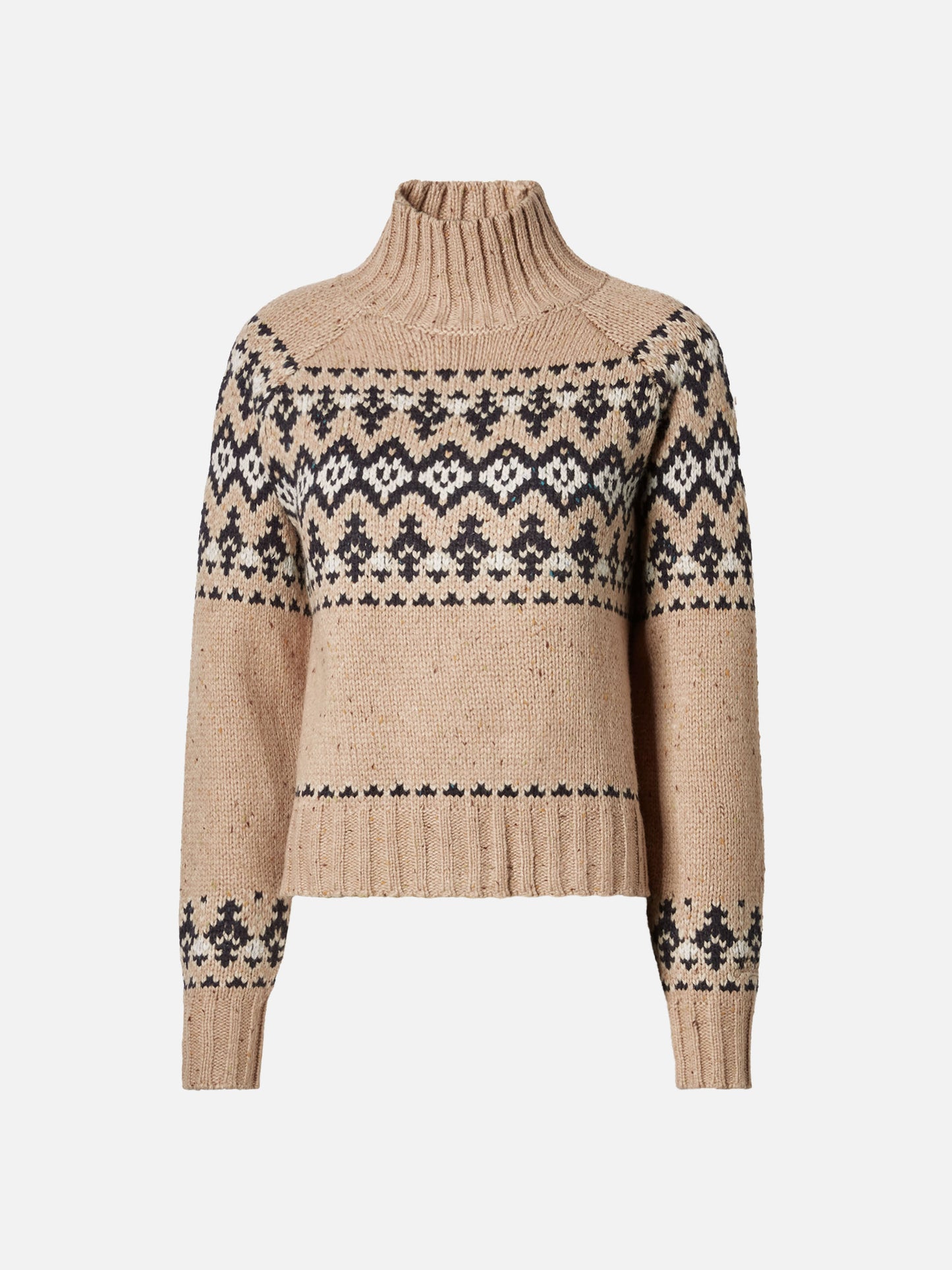 Beige Myra Donegal wool blend sweater with Fair Isle jacquard