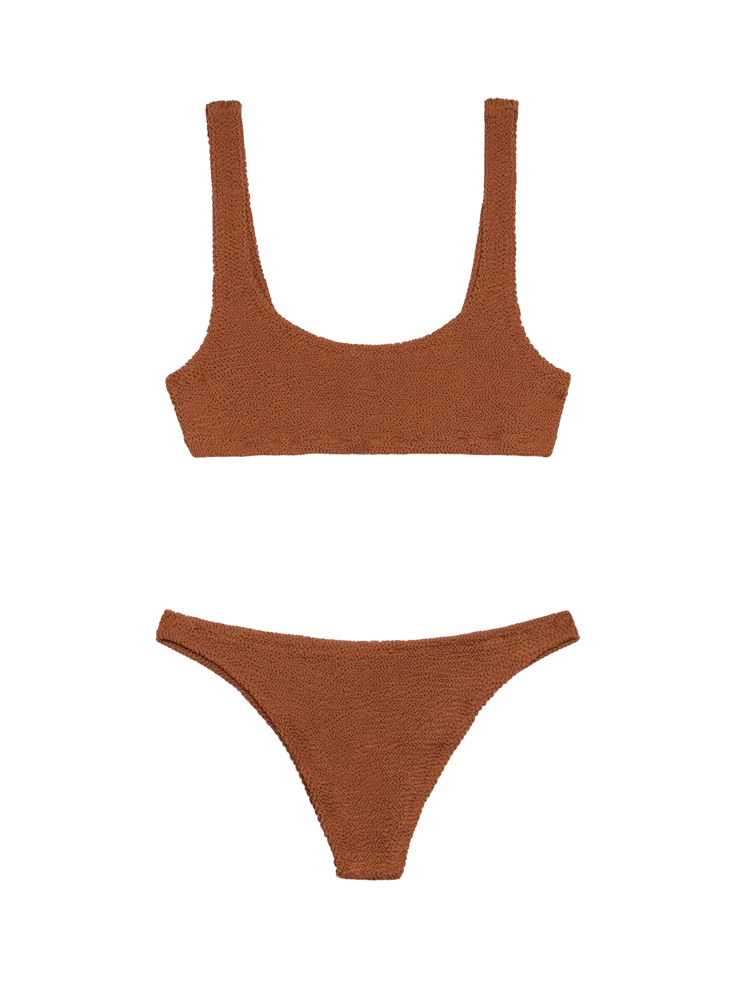 Classic crinkle bralette bikini Naima Naomi in camel brown - MC2 Saint Barth