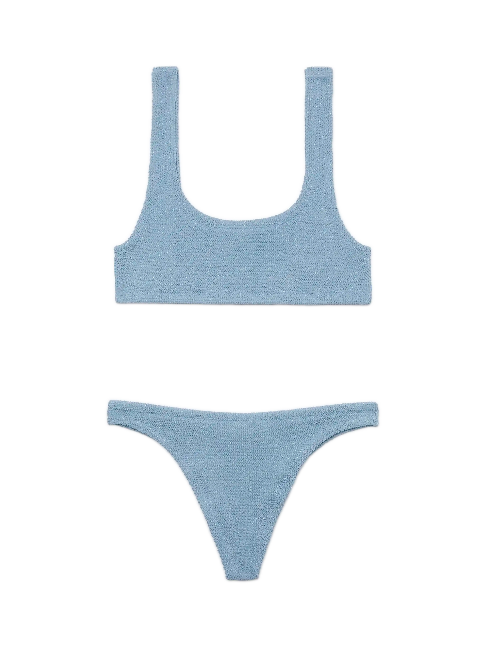 Avio blue lurex crinkle classic bralette bikini Naima Naomi - MC2 Saint Barth