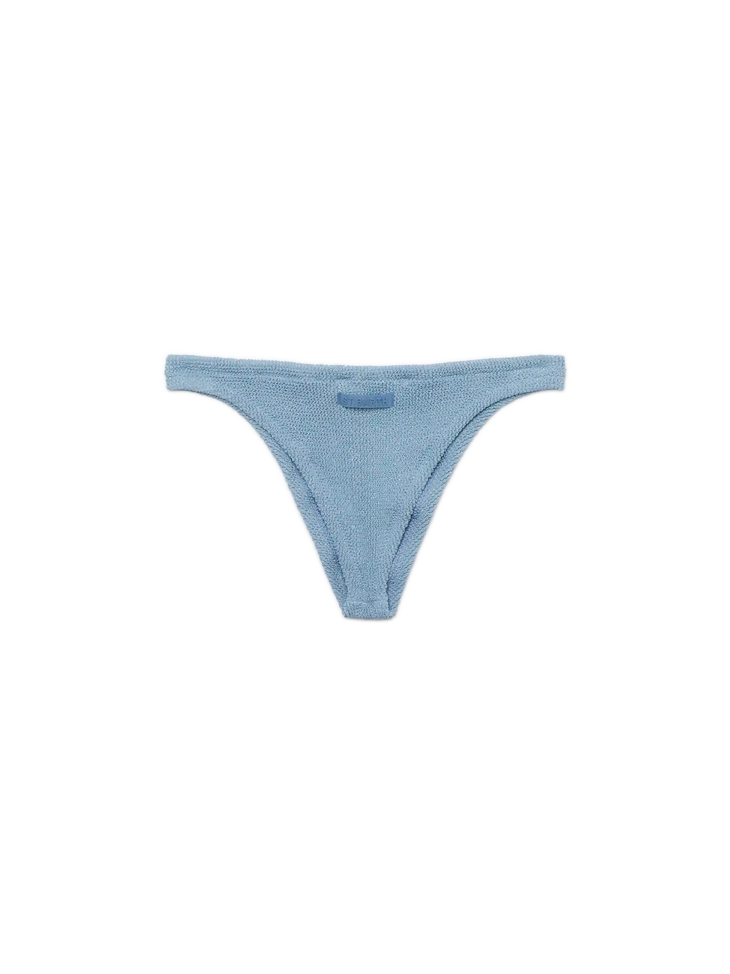 Naomi – Freche Badeslips in Avioblau aus Lurex in Crinkle-Optik