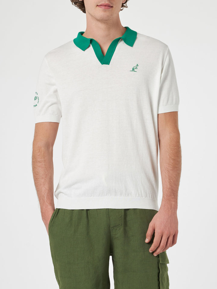 Man off-cream knitted polo shirt Newcomb | AUSTRALIAN BRAND SPECIAL EDITION - MC2 Saint Barth
