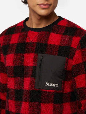 Teddy-fleece sweatshirt Oak with check print - MC2 Saint Barth