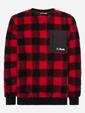 Teddy-fleece sweatshirt Oak with check print - MC2 Saint Barth