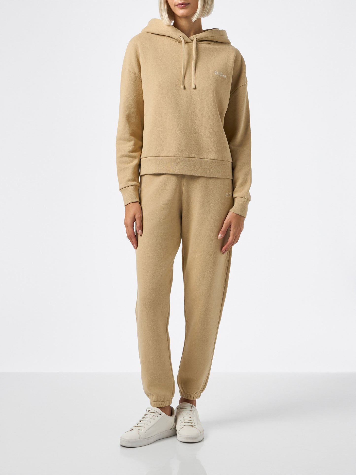 Woman beige cotton fleece jogger pants Odalys - MC2 Saint Barth