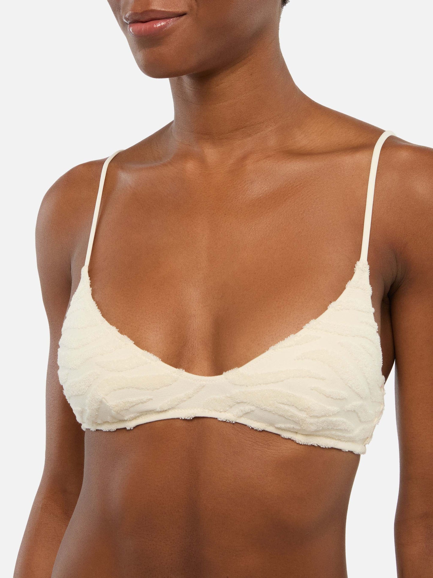 Paloma – U-Ausschnitt-Bralette aus Frottee mit Zebra-Prägung