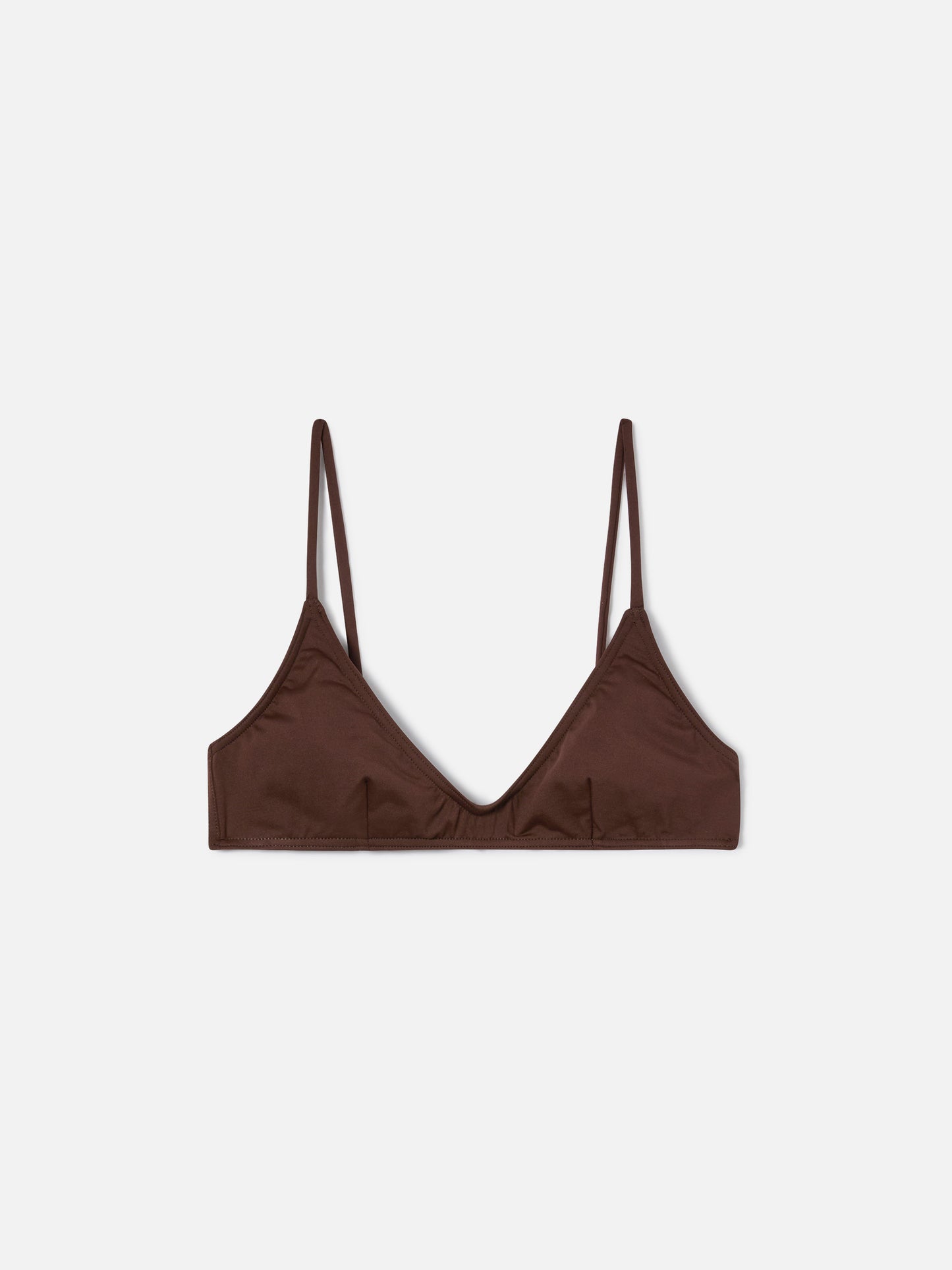 Paloma bralette with hook fastening bikini top in solid dark brown