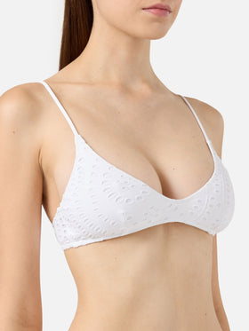 Klassische Badehose aus schwarzer Sangallo-Spitze von Yali – U-Ausschnitt-Bralette aus weißer Sangallo-Spitze von Paloma