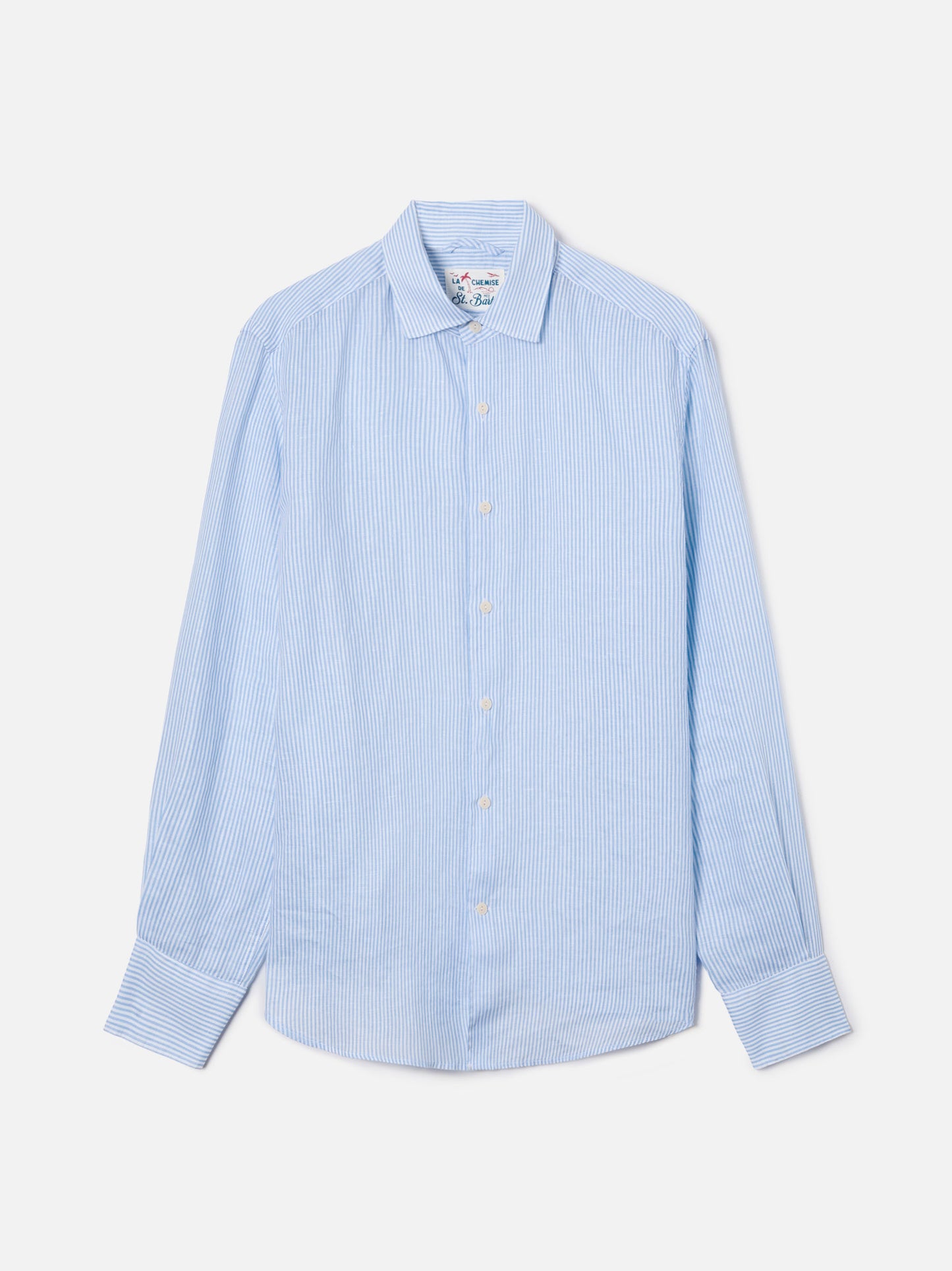 Light blue striped Pamplona shirt in linen