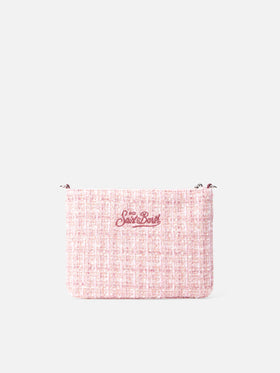 Pink tweed Parisienne pouch with chain - MC2 Saint Barth