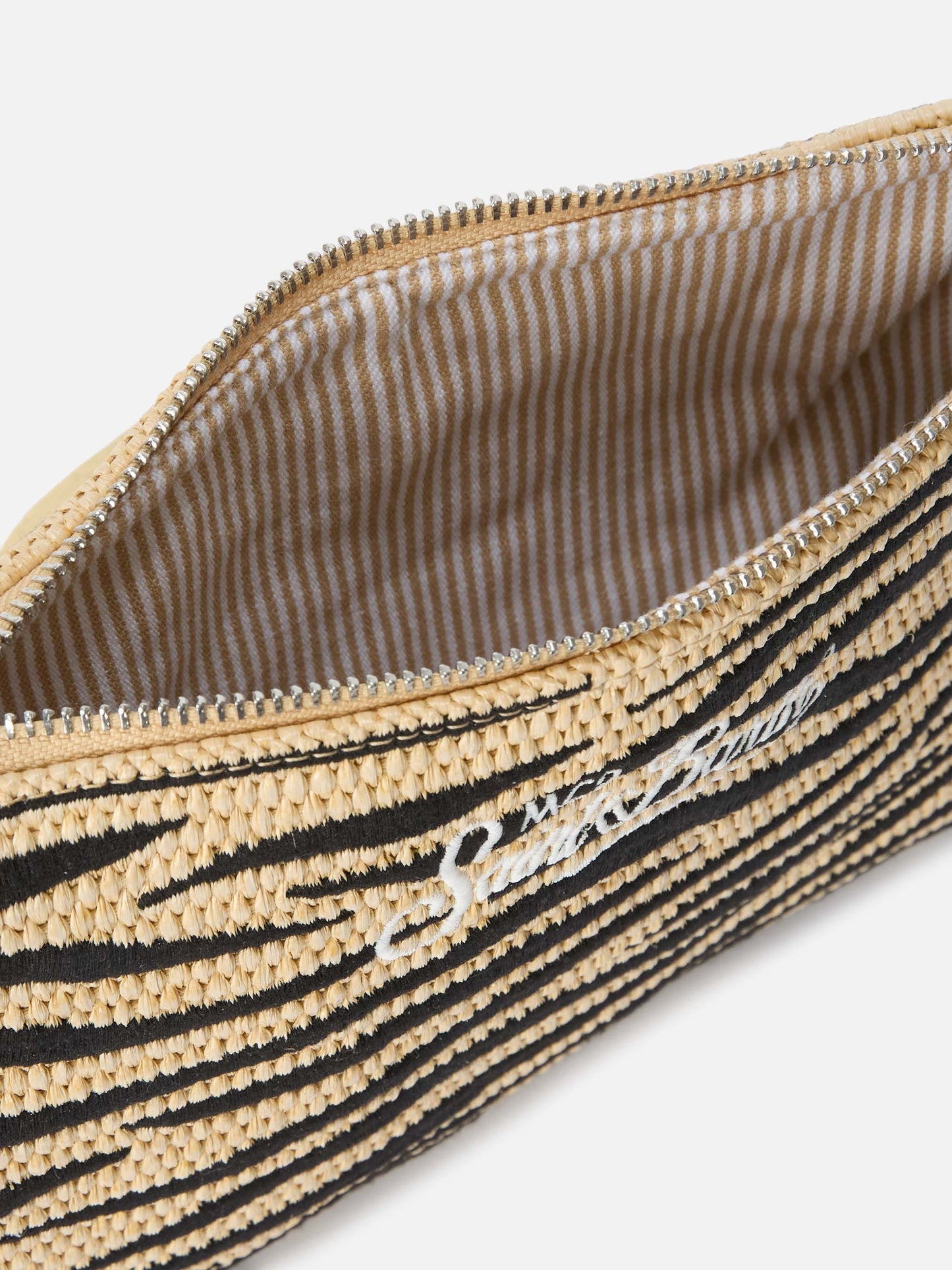 Parisienne embroidered zebra pouch with removable strap