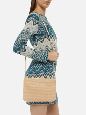 Parisienne Straw effect pouch bag with embroidered logo - MC2 Saint Barth