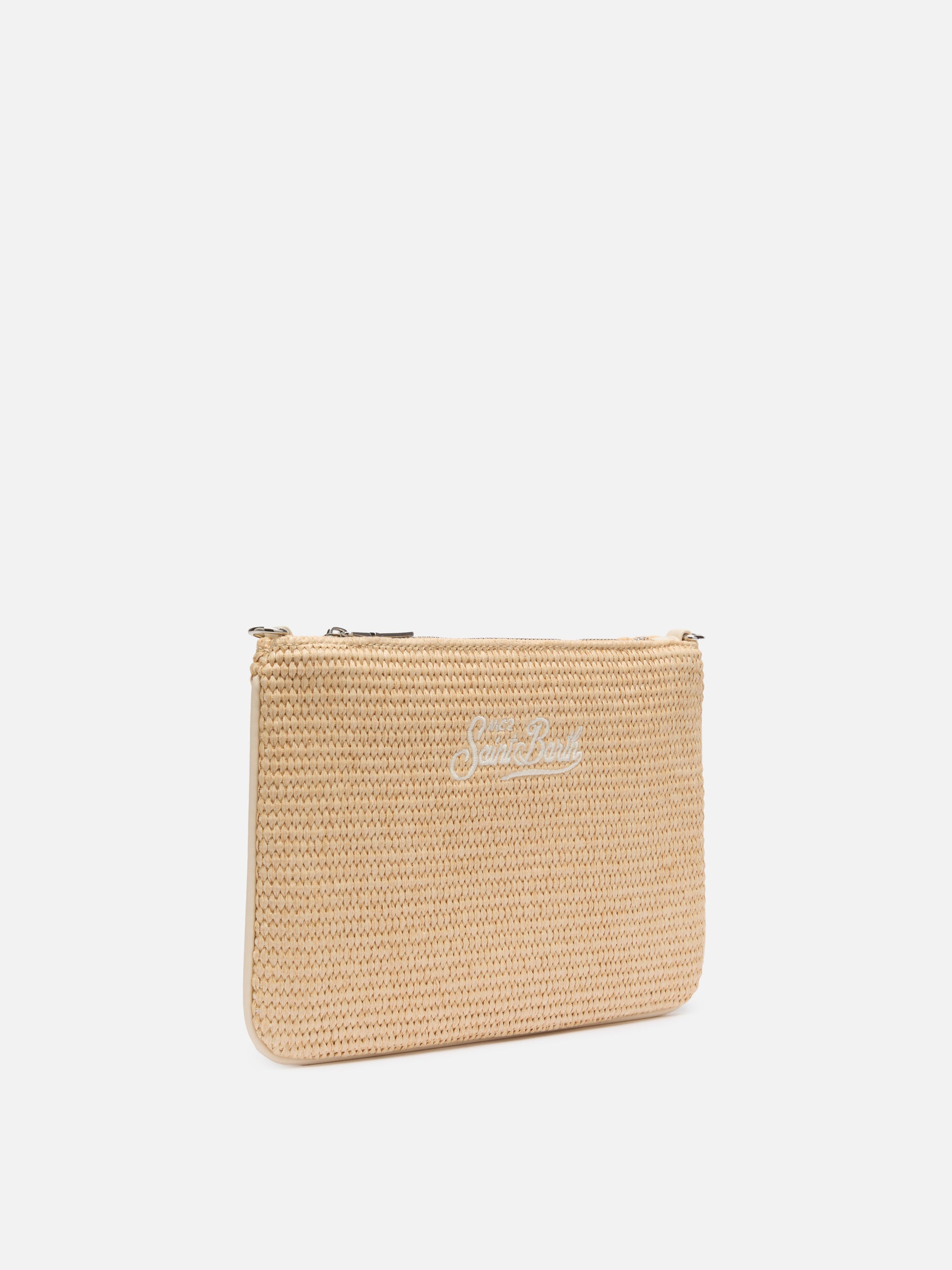 Parisienne Straw effect pouch bag with embroidered logo - MC2 Saint Barth