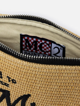 Parisienne Straw pochette with Miami embroidery