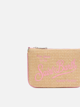 Beige Parisienne Straw mini pouch bag - MC2 Saint Barth