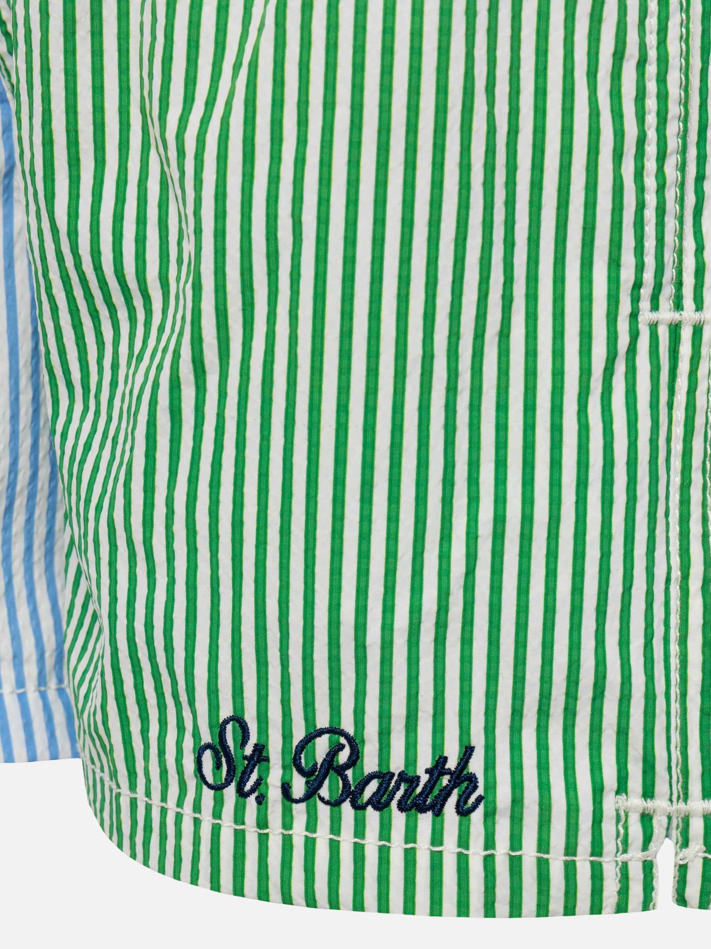 Patmos Jr gestreifte mittellange Seersucker-Badeshorts