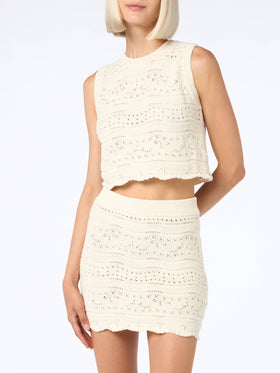 Woman sleeveless cotton knit top Peach - MC2 Saint Barth