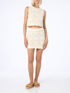 Woman sleeveless cotton knit top Peach - MC2 Saint Barth