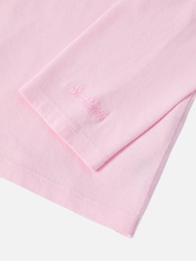 T-shirt Penny in cotone rosa a maniche lunghe con stampa Snoopy e applicazione in strass | PEANUTS SPECIAL EDITION