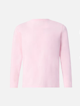 T-shirt Penny in cotone rosa a maniche lunghe con ricamo Bella e Monella