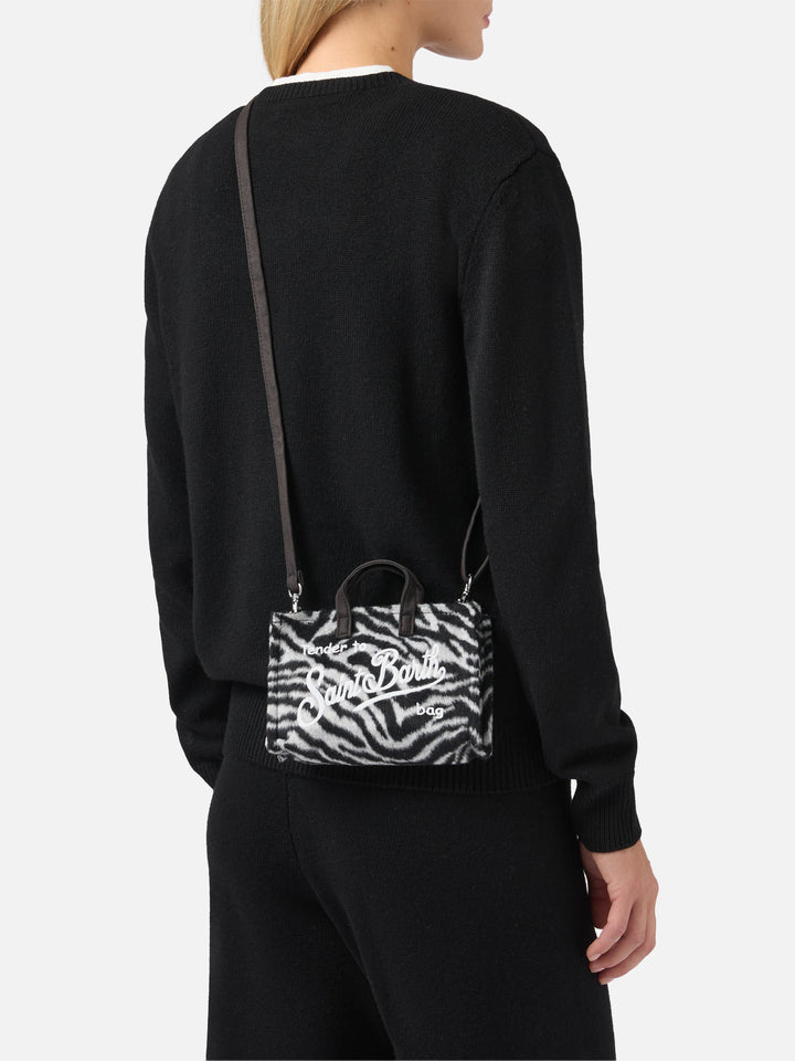 Mini borsa porta telefono Phone Bag Felt in misto lana zebrato