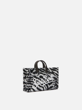 Mini Phone Bag Felt in zebra-print wool blend