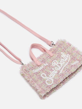 Mini Phone Bag Tweed in pink lurex tweed
