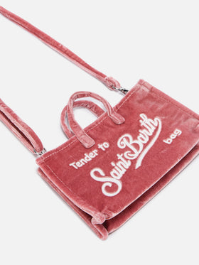 Mini Phone Bag Velvet in pink velvet