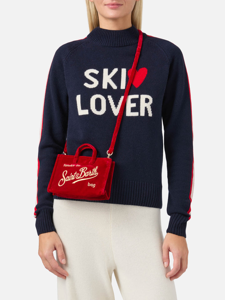 Mini borsa porta telefono Phone Bag Velvet in velluto rosso