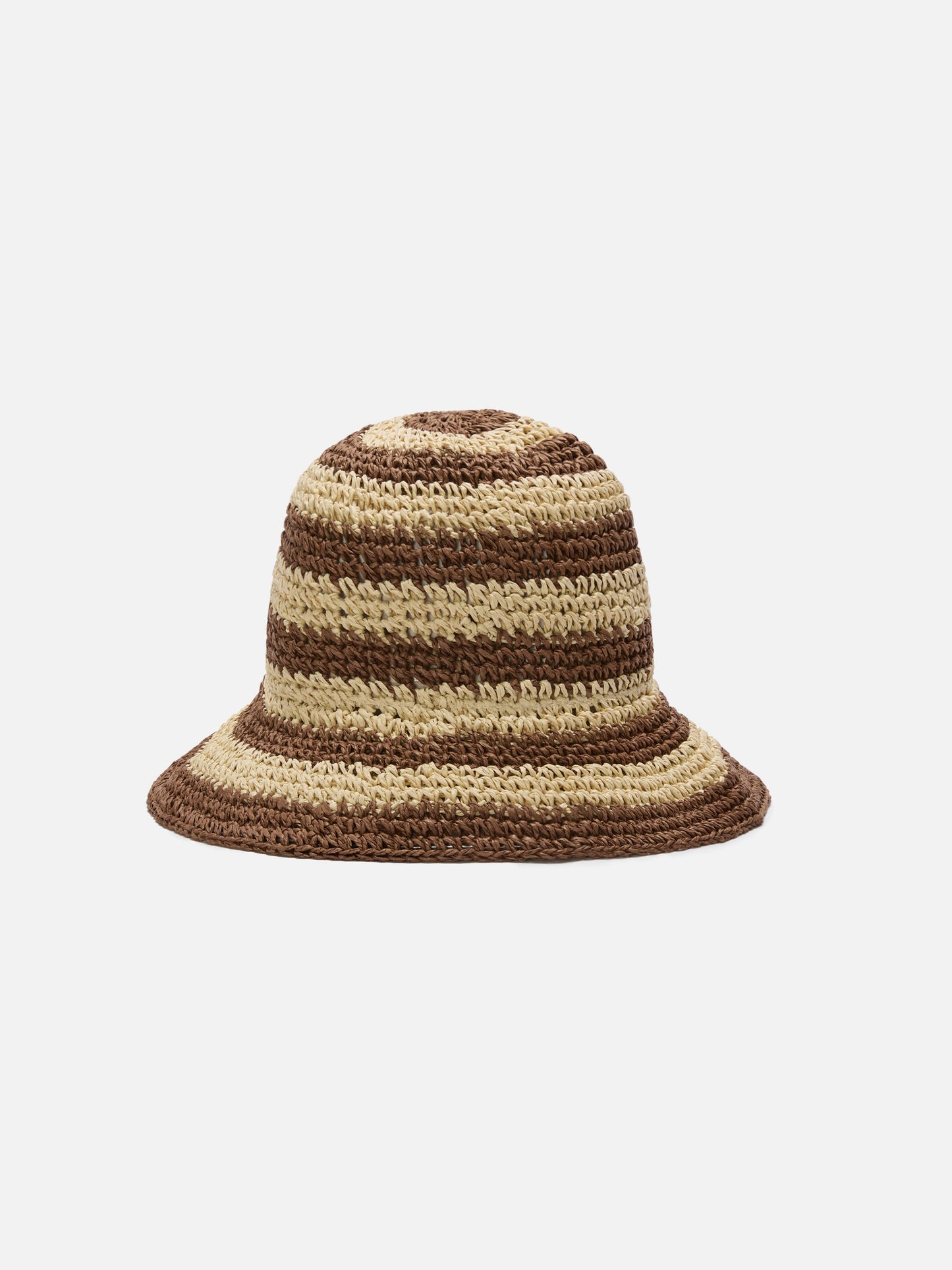 Cappellino Polly bucket hat a righe beige e marroni con logo ricamato