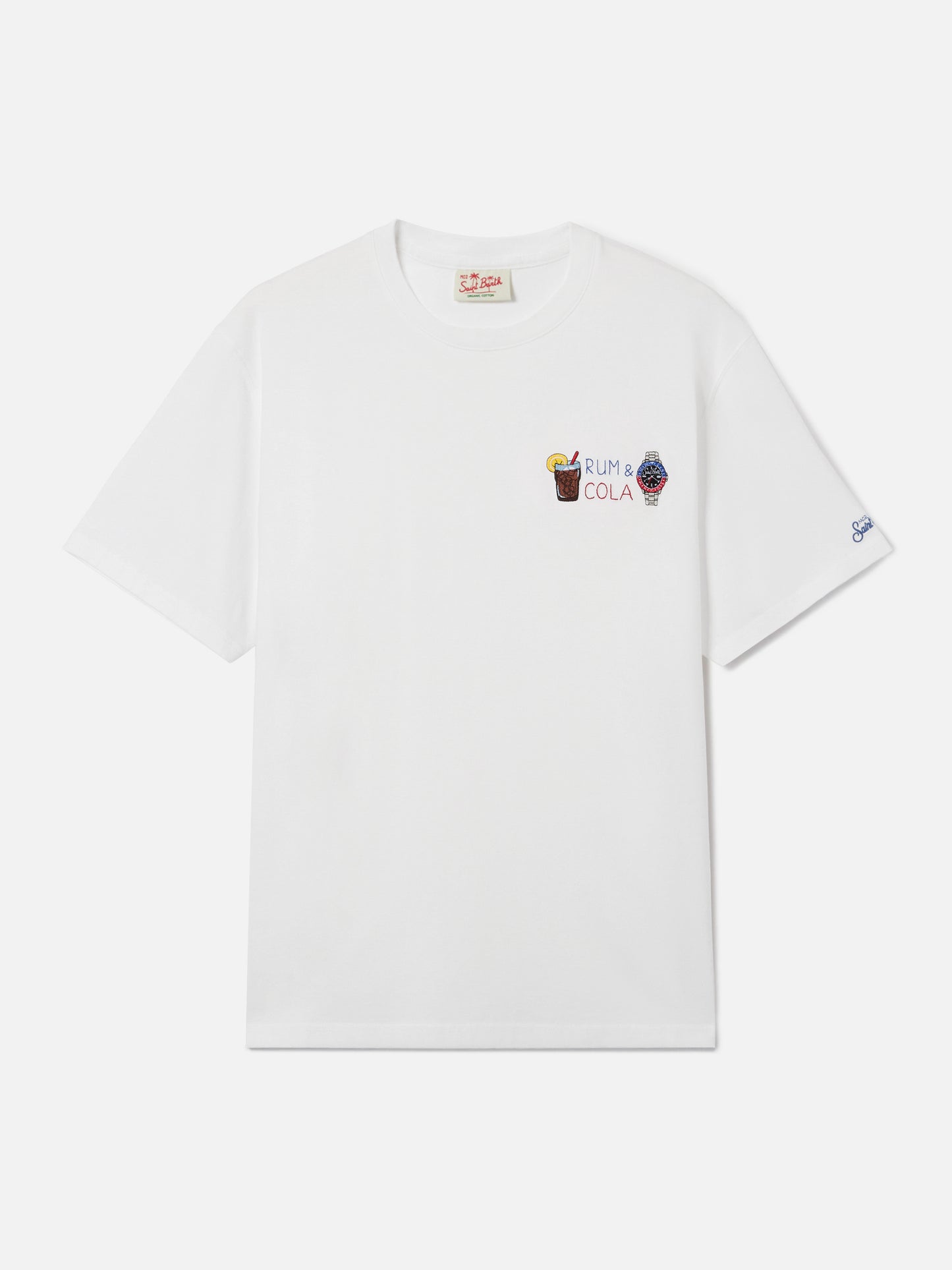 T-shirt Portofino bianca con ricamo Rum E Cola