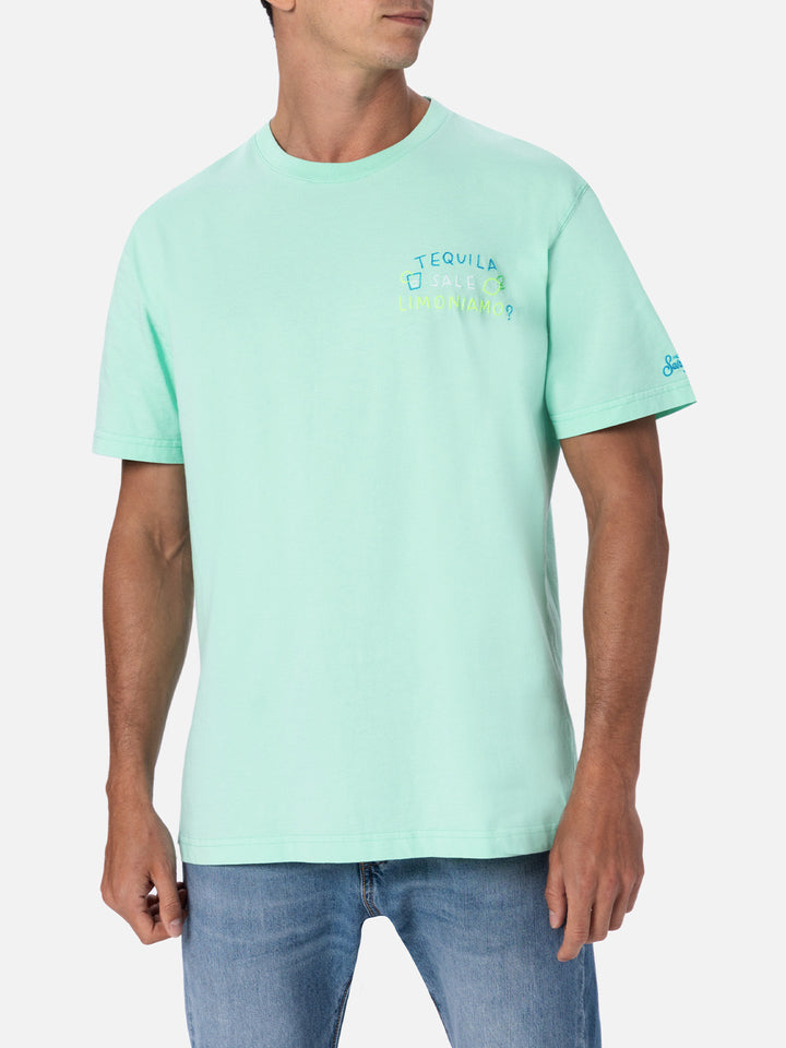 T-shirt da uomo classic fit in jersey di cotone Portofino con ricamo Tequila, Saldi, Limoniamo | EDIZIONE SPECIALE INSULTI LUMINOSI