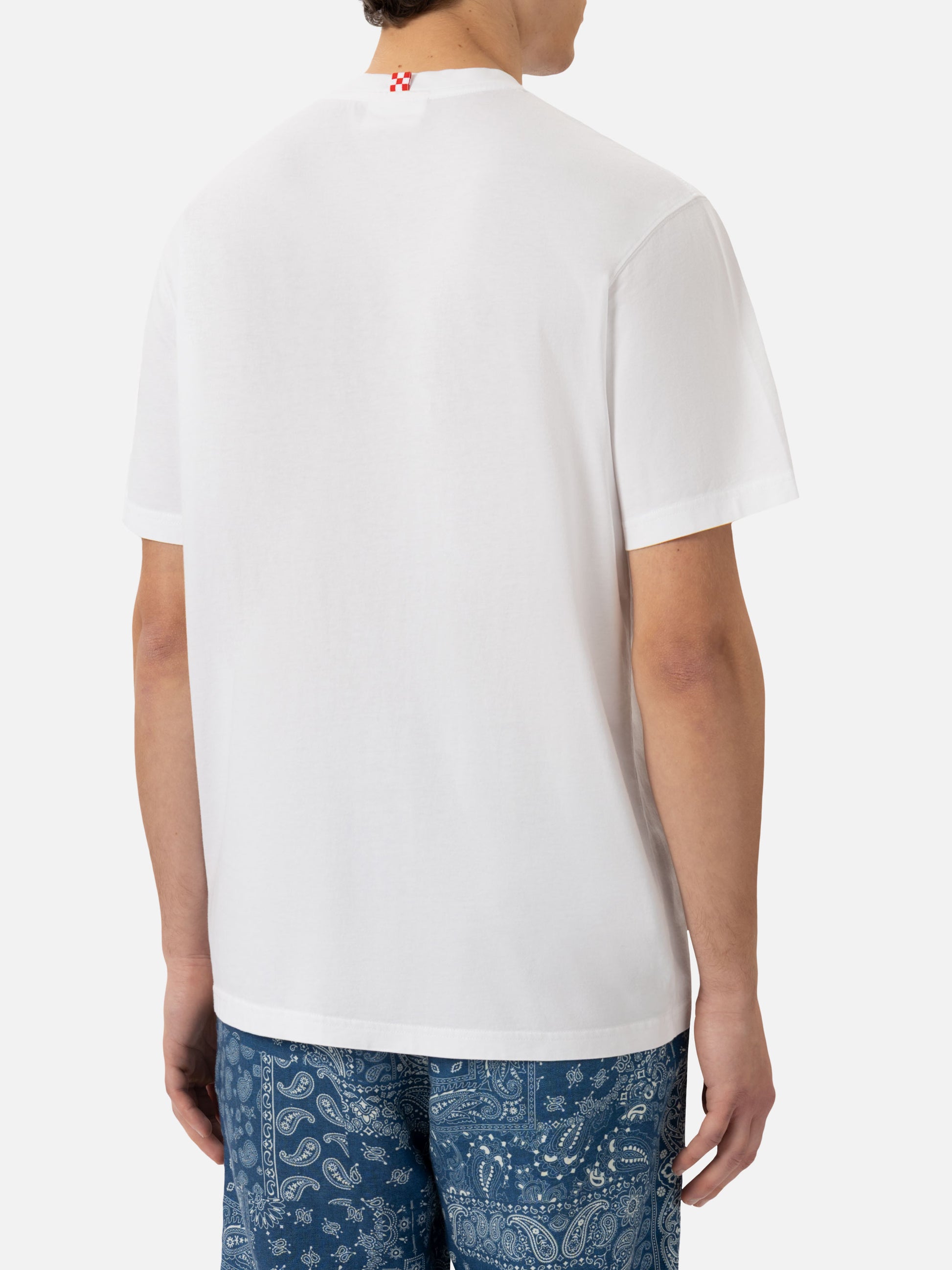 Classic fit cotton jersey t-shirt Portofino with Aperol Spritz, please embroidery | APEROL SPECIAL EDITION - MC2 Saint Barth