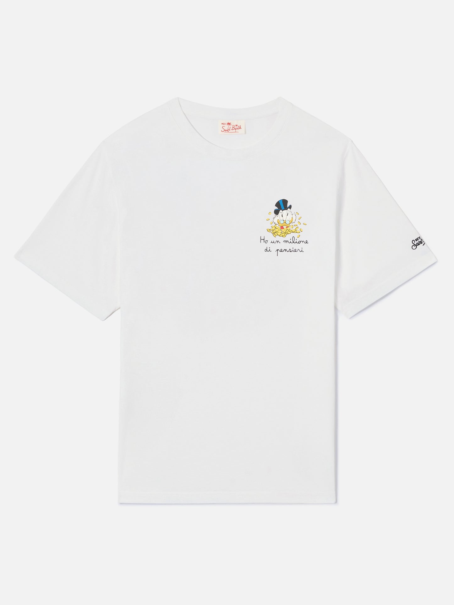 Camiseta blanca Portofino con bordado Ho Un Milione Di Pensieri | Edición Especial