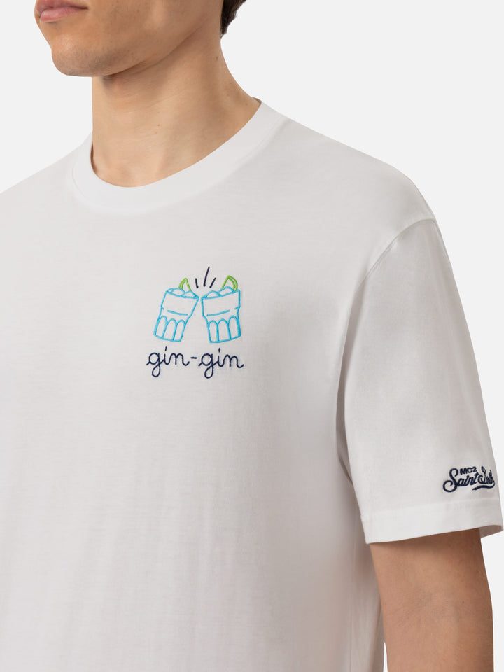 Classic fit cotton jersey t-shirt Portofino with Gin Gin embroidery | INSULTI LUMINOSI SPECIAL EDITION - MC2 Saint Barth