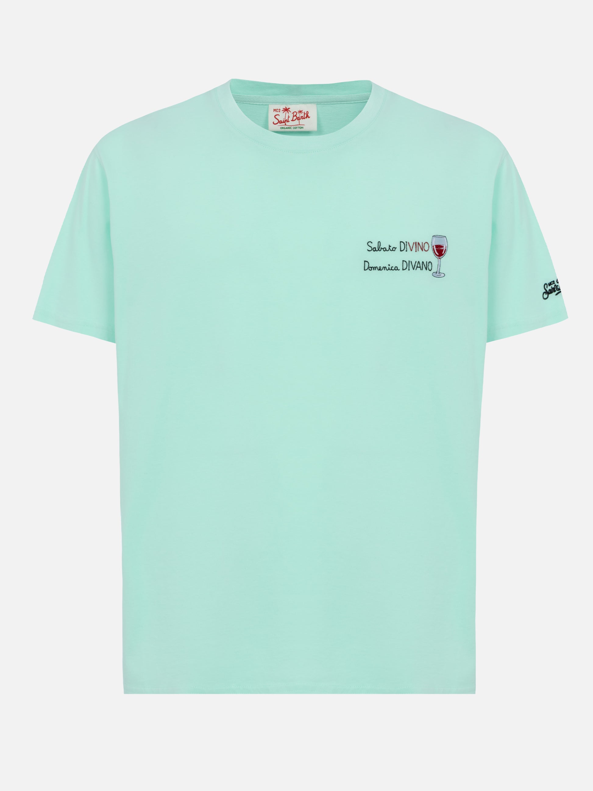 Classic fit cotton jersey t-shirt Portofino with Sabato Divino Domenica Divano embroidery - MC2 Saint Barth