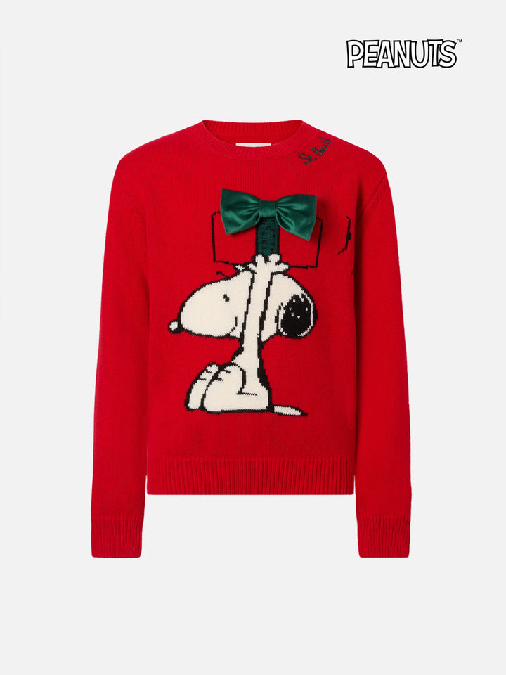 Maglione  Princess in misto cashmere con jacquard Snoopy con applicazione fiocco velluto | PEANUTS SPECIAL EDITION