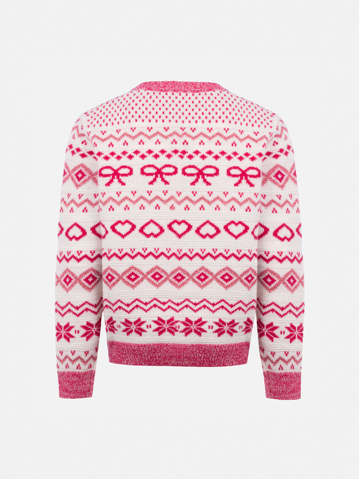 Girl fair-isle crewneck sweater Princess with St. Barth rhinestones logo - MC2 Saint Barth