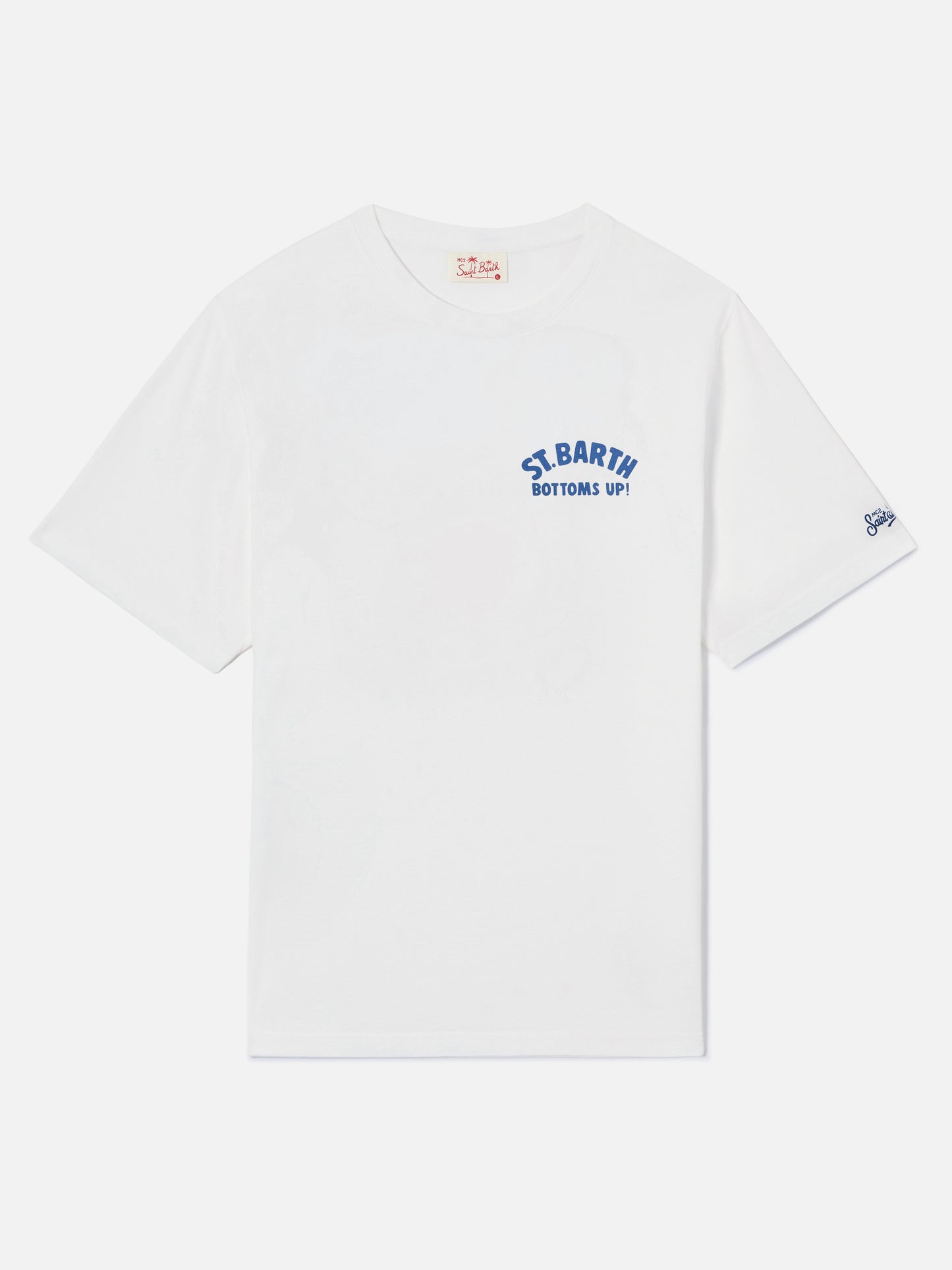 T-shirt Portland bianca con stampa St. Barth Bottoms Up