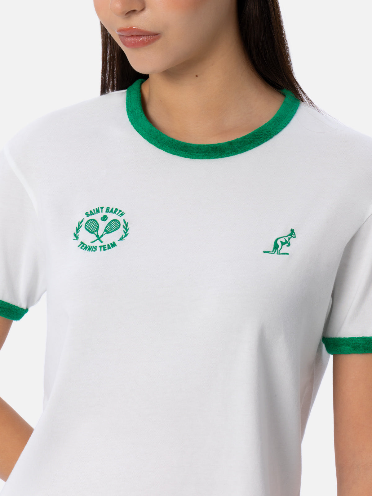 Cotton jersey crewneck t-shirt Priscilla with terry piping | AUSTRALIAN BRAND SPECIAL EDITION - MC2 Saint Barth