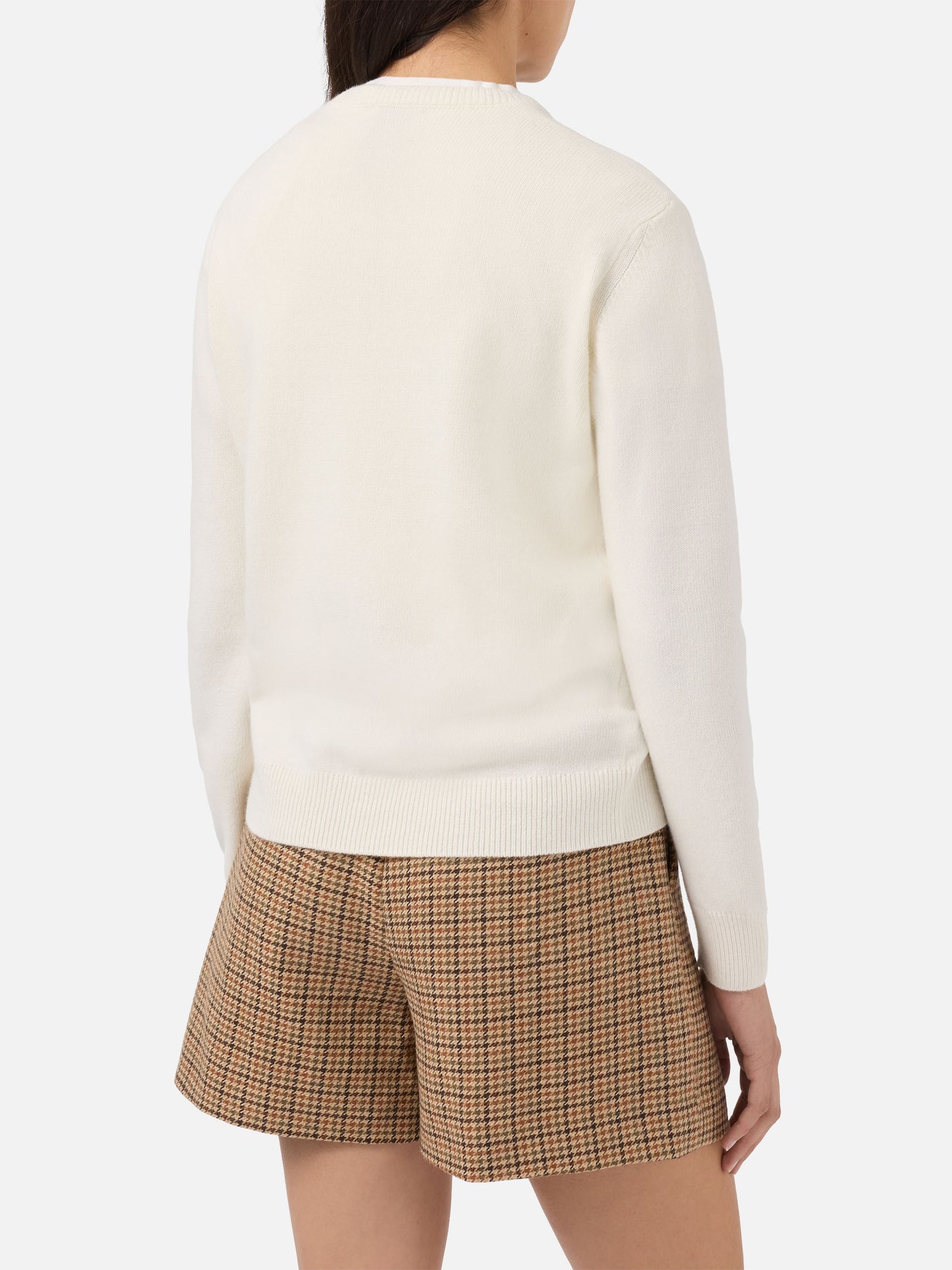 New Queen cashmere-blend sweater in white with Vacanze di Natale jacquard | VACANZE DI NATALE SPECIAL EDITION