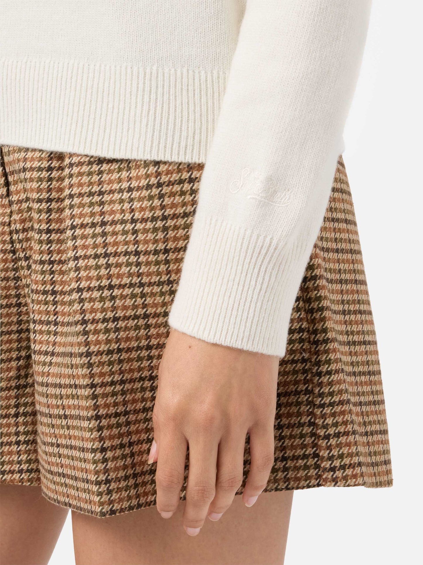 New Queen cashmere-blend sweater in white with Vacanze di Natale jacquard | VACANZE DI NATALE SPECIAL EDITION
