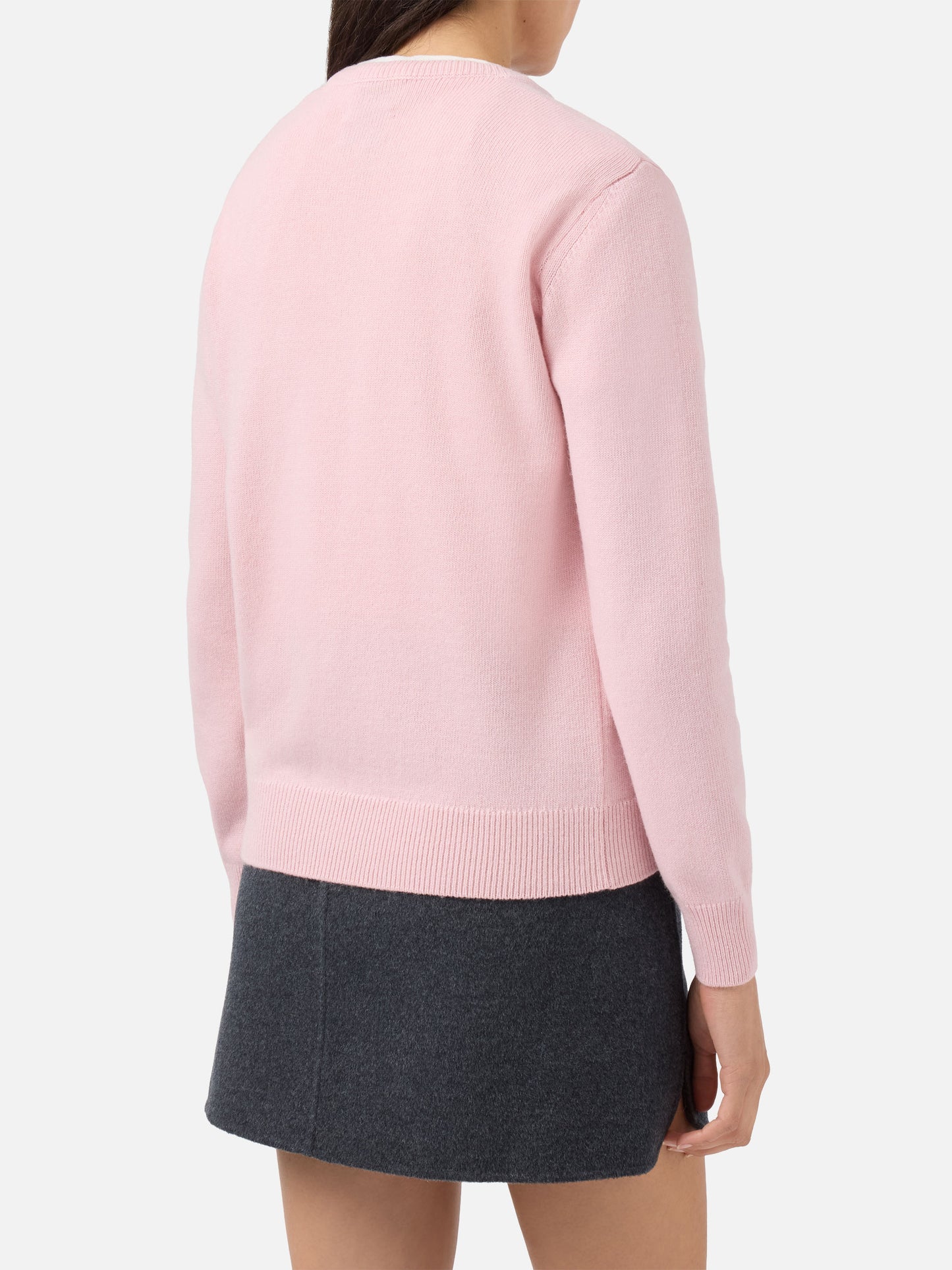 New Queen cashmere-blend sweater in pink with Vacanze di Natale lurex jacquard | VACANZE DI NATALE SPECIAL EDITION