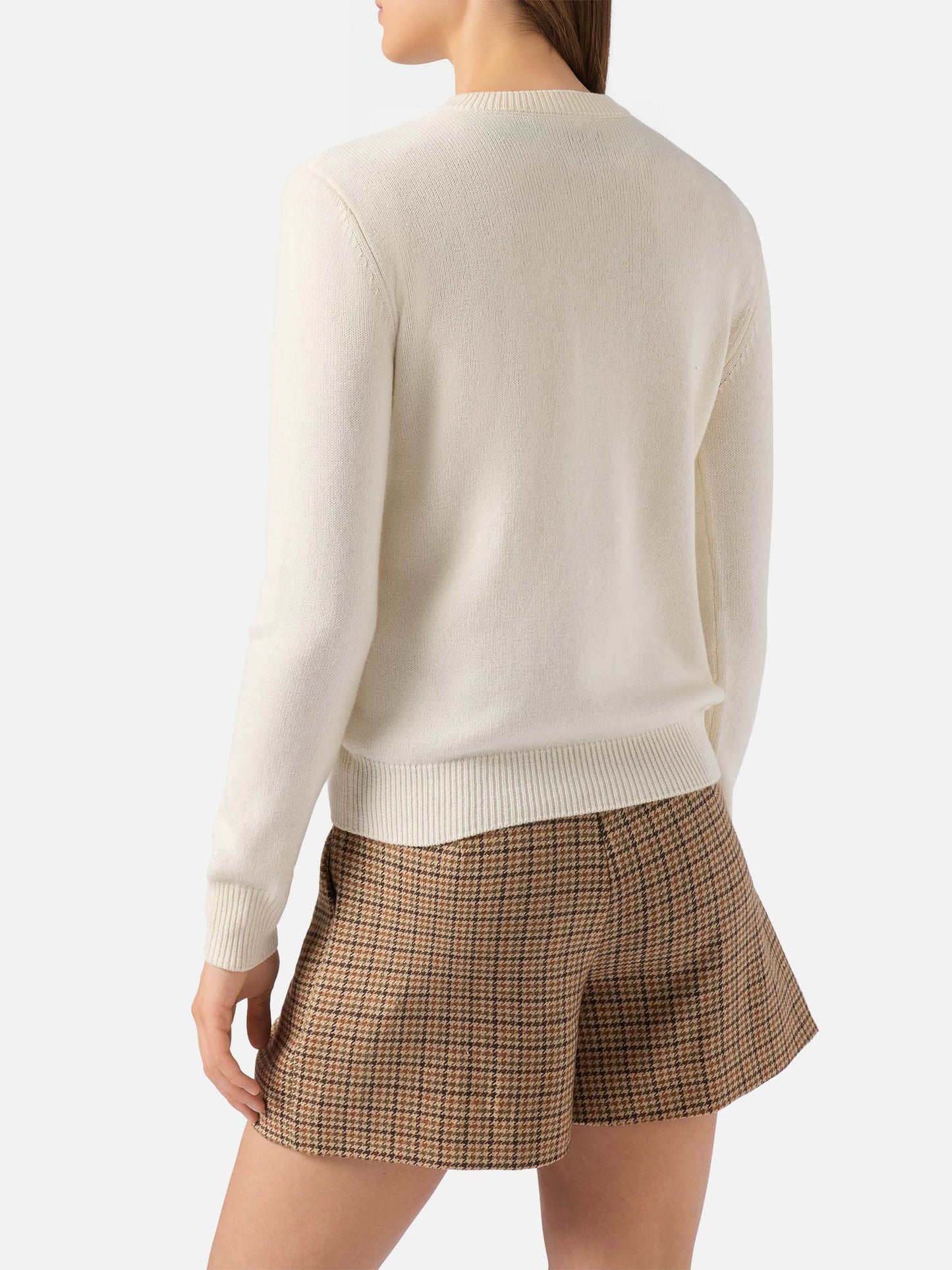 Maglione New Queen in misto cashmere bianco con jacquard lurex Bollicine Addicted