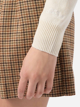 Maglione New Queen in misto cashmere bianco con jacquard lurex Bollicine Addicted