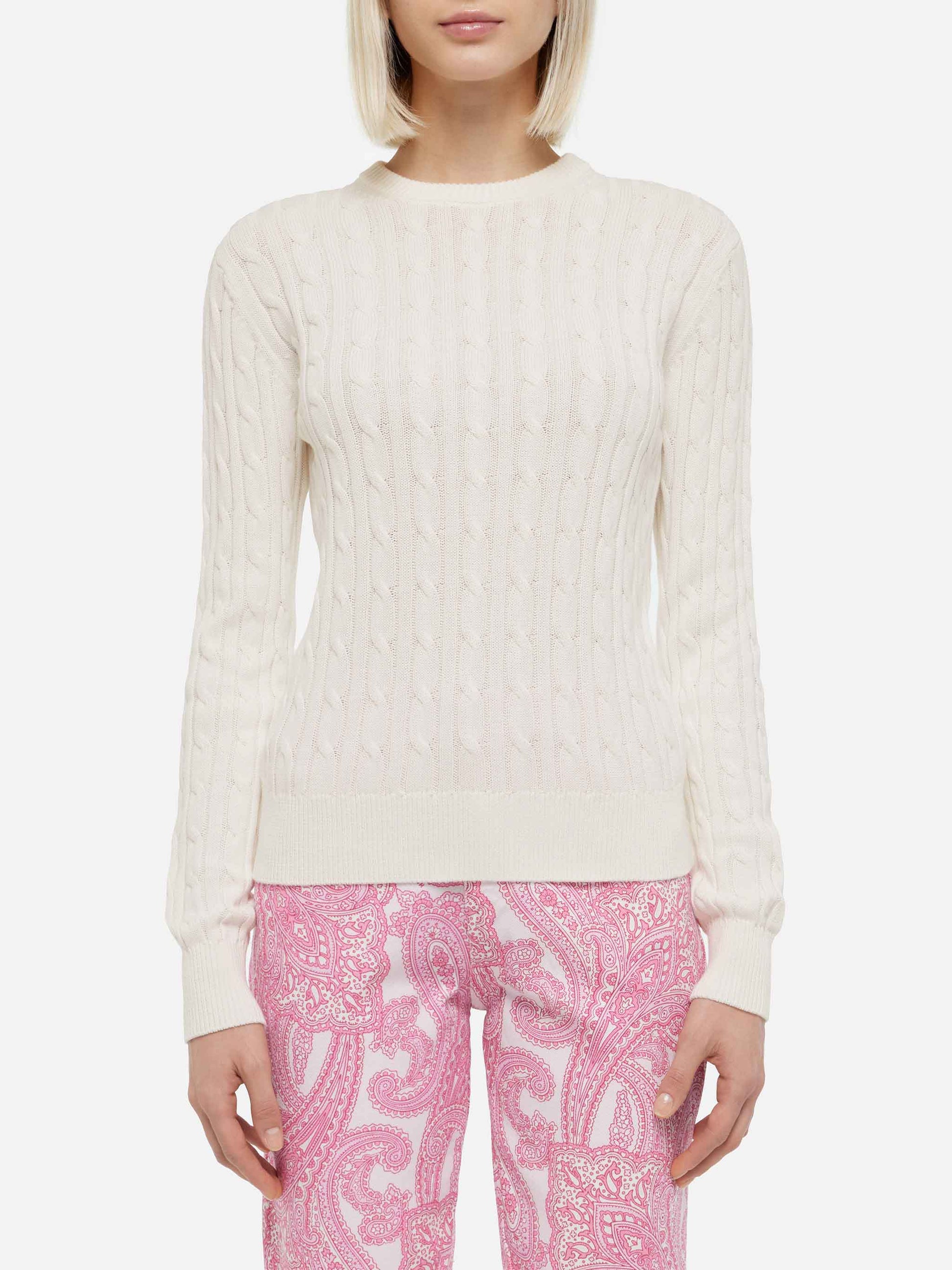 Off-white cotton cable knit sweater New Queen - MC2 Saint Barth