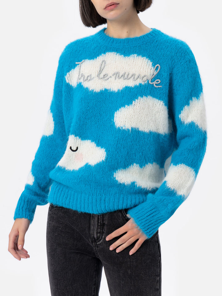 Damenpullover Queen aus Alpaka-Mischung mit Tra le Nuvole-Stickerei