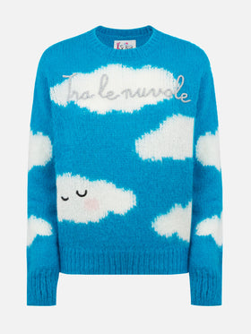 Damenpullover Queen aus Alpaka-Mischung mit Tra le Nuvole-Stickerei