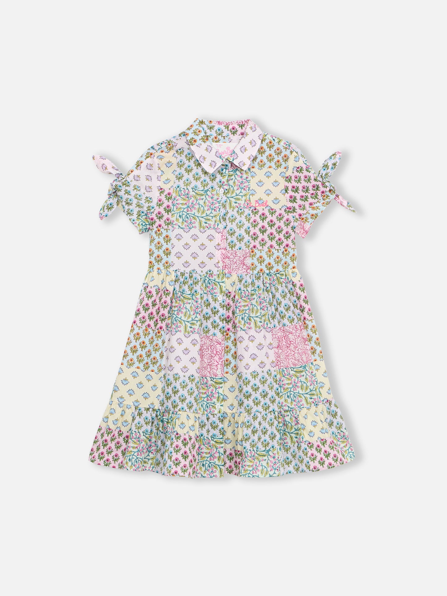 Girl cotton dress Queenie with flower print - MC2 Saint Barth