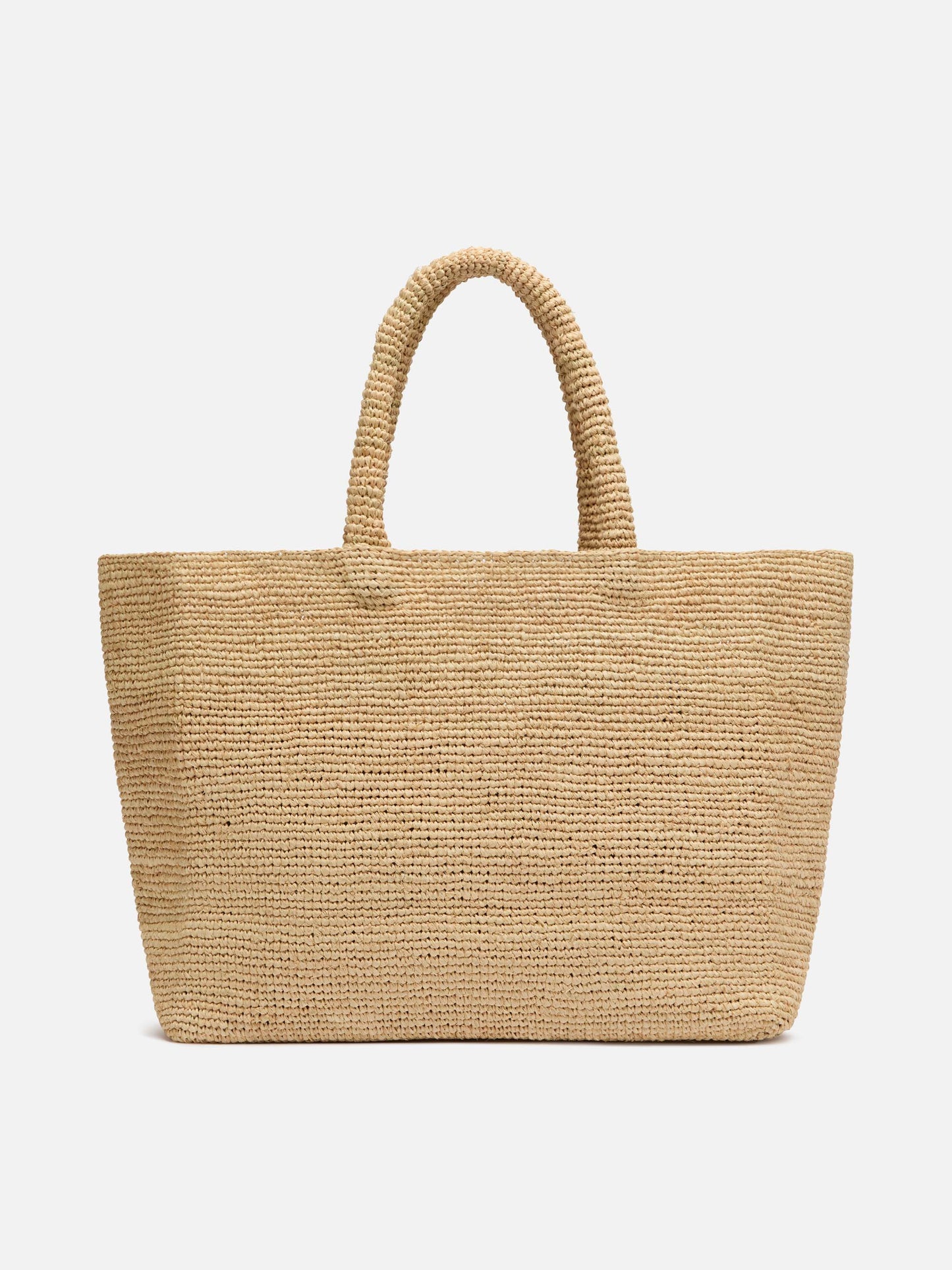 Rafia Beach Bag beige con pochette interna in cotone e ricamo Mykonos